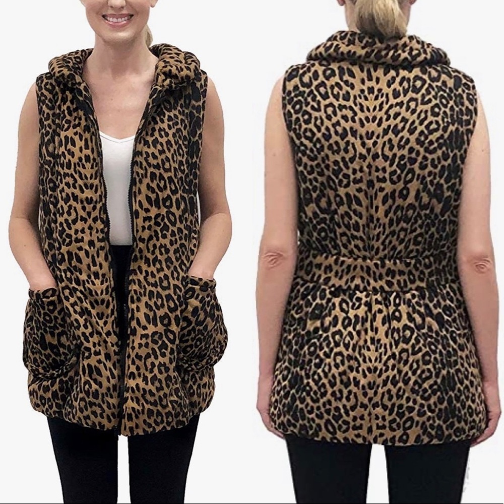 Love Token Leopard Print Puffer‎ Vest Size Small